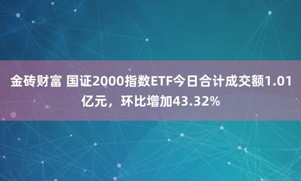 金砖财富 国证2000指数ETF今日合计成交额1.01亿元，环比增加43.32%